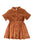 Rochie cu mânecă scurtă din muselină, maro-roșcat
